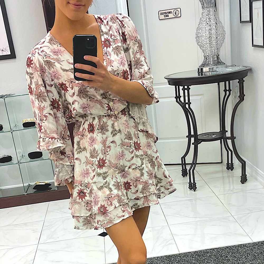 Shore Brand, Extra Small, Floral, Bell Sleeve Mini Dress
